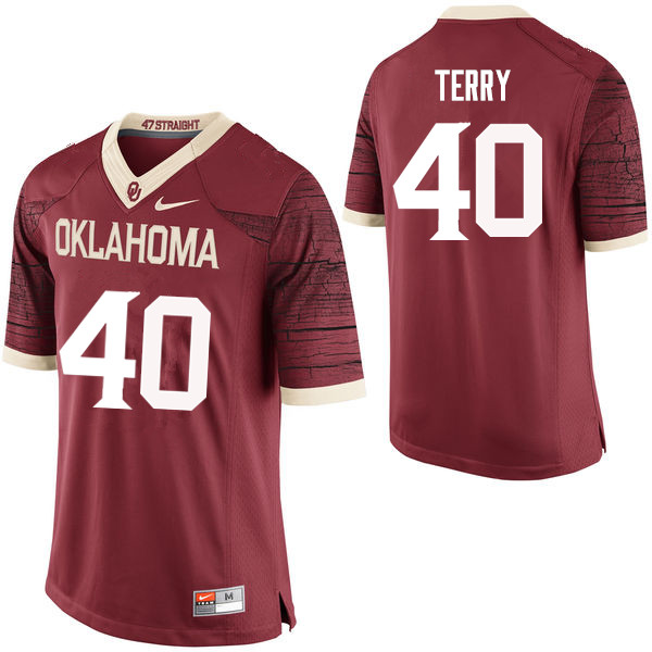 Men Oklahoma Sooners #40 Jon-Michael Terry College Football Jerseys Limited-Crimson - Click Image to Close